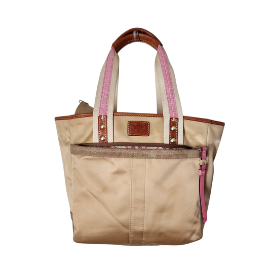 COACH Hamptons Weekend Gold Satin Mini Tote Pink Trim Shoulder Bag
