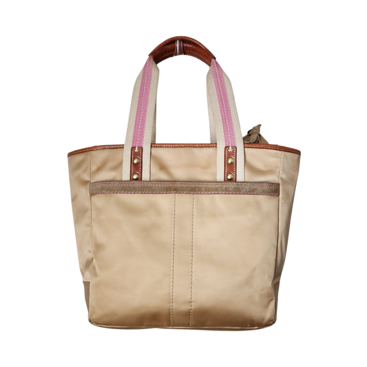 COACH Hamptons Weekend Gold Satin Mini Tote Pink Trim Shoulder Bag