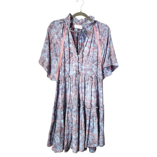 KINGA CSILLA Anthropologie Crystal Boho Tiered Floral Maxi Dress xs