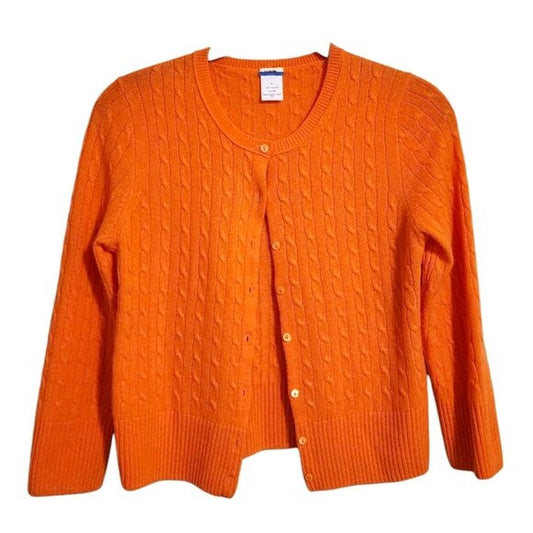 J.CREW VINTAGE y2k cashmere cable knit cardigan button front in orange size S