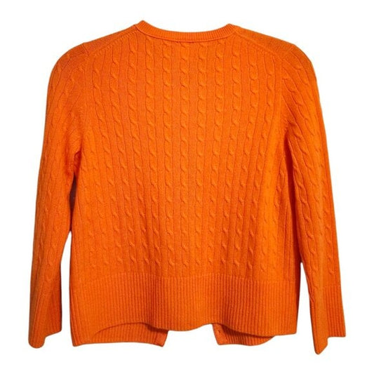 J.CREW VINTAGE y2k cashmere cable knit cardigan button front in orange size S