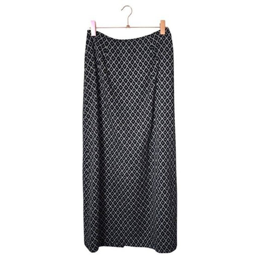 EXPRESS VINTAGE 90's pull on slight weight midi maxi skirt black white 9/10