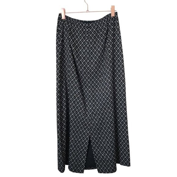 EXPRESS VINTAGE 90's pull on slight weight midi maxi skirt black white 9/10