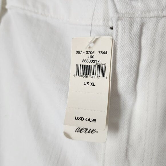 AERIE light weight denim pull on shorts in white NEW size XL