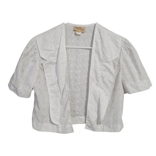 KRISTINE MICHAELS VINTAGE eyelet crop top in white