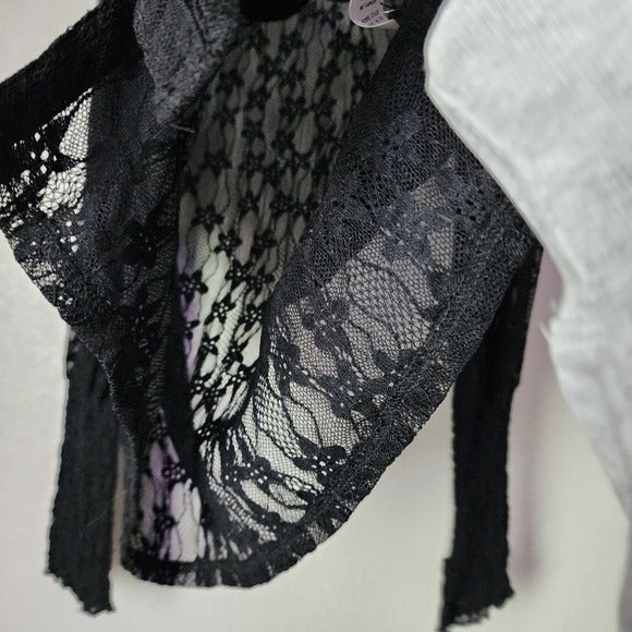 AMBER SHU Sheer button front lace top Romantic Fairycore Lace Ruffle Blouse S