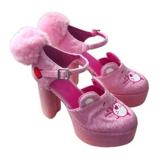 DOLLS KILL X CARE BEARS Ball Of Fluff Platform Shoes pink size 8