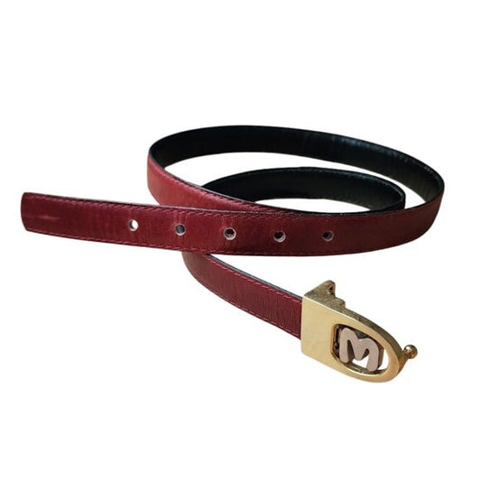 VINTAGE 70's slim skinny belt 'M' monogram buckle