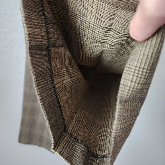 ETRO VINTAGE Y2K cropped wool dress slacks plaid olive green size 42 unlined