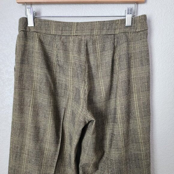 ETRO VINTAGE Y2K cropped wool dress slacks plaid olive green size 42 unlined