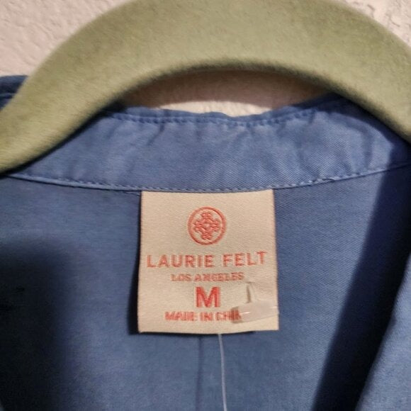 LAURIE FELT Easy Button Down TENCEL Shirt Washed Blue NEW size M