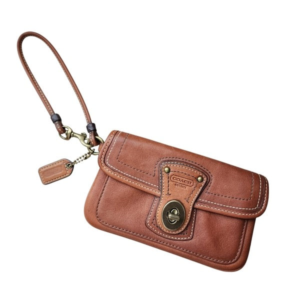 COACH Y2K GIGI legacy wristlet turnlock wallet smooth leather british tan