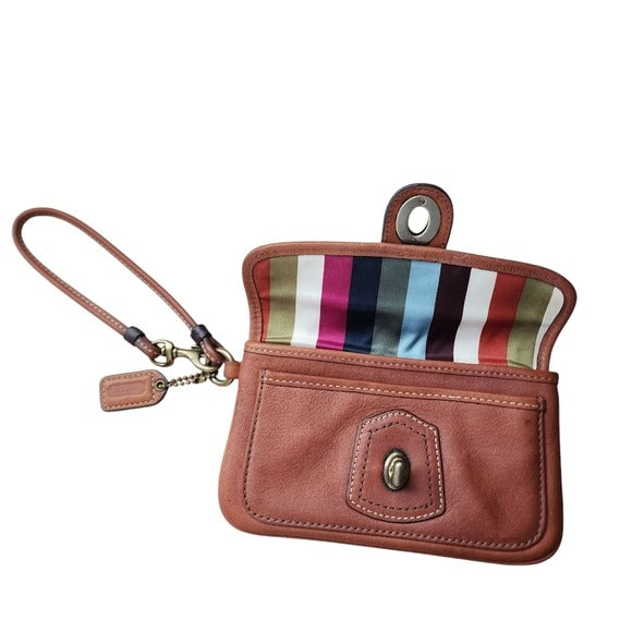 COACH Y2K GIGI legacy wristlet turnlock wallet smooth leather british tan