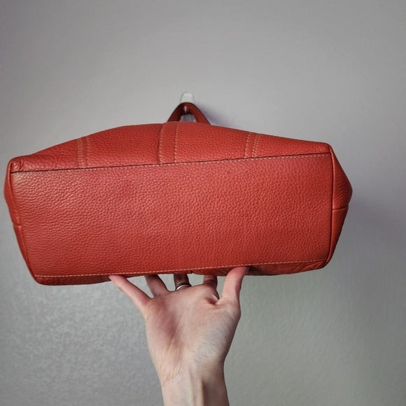 COACH Hamilton Leather Tote Bag in Coral Red pebbled leather