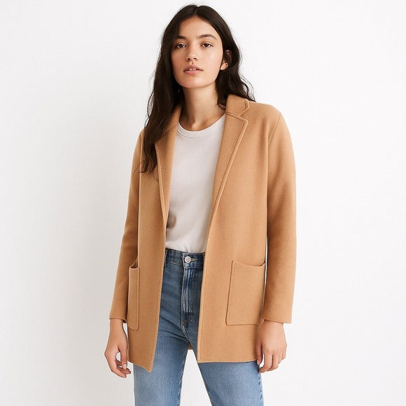 J.CREW Sophie Open-Front Sweater Blazer Tan Camel Knit Jacket Size XS