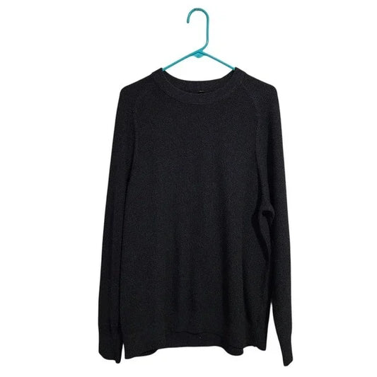 LULULEMON Textured Knit Crewneck Sweater Heathered Black Coolmax Blend Size L