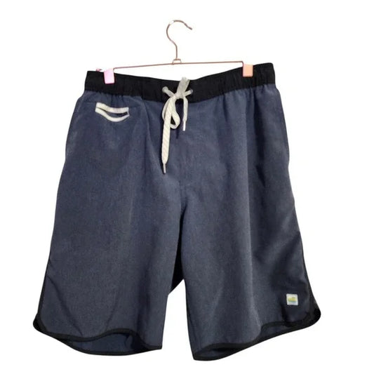 VUORI Banks Short Size M Blue Heather Drawstring Elastic Waist Performance Swim