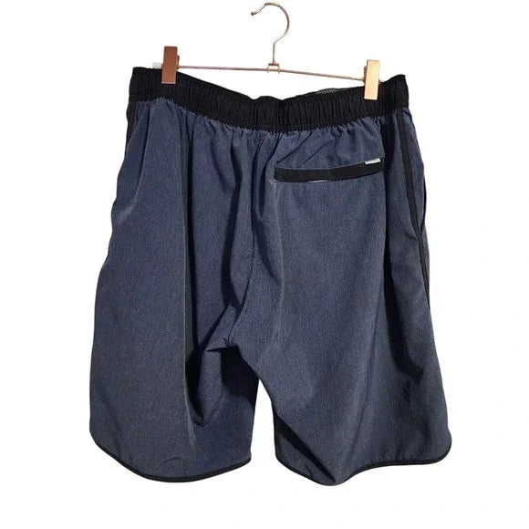 VUORI Banks Short Size M Blue Heather Drawstring Elastic Waist Performance Swim