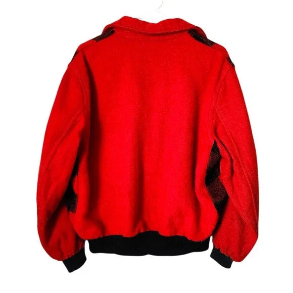 1950s RELIANCE Wool Buffalo Plaid Jacket Red Black Checkered Talon Zip USA
