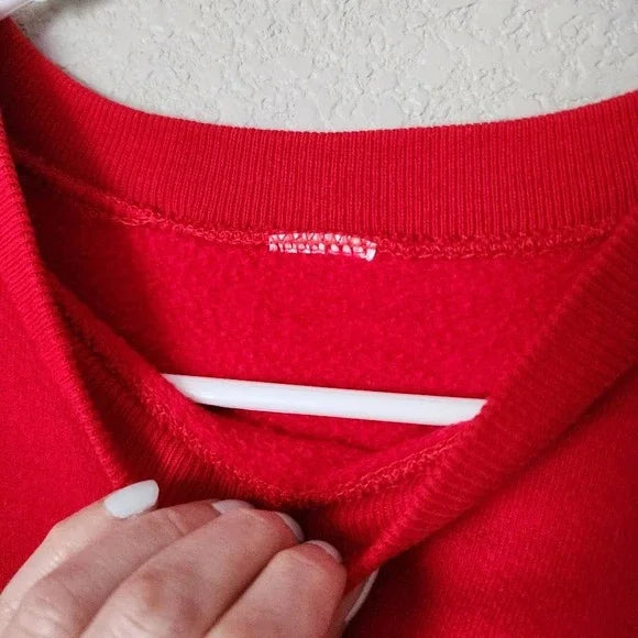 VTG 90s VAIL Colorado Phys Ed Sweatshirt Red Pullover Advanced Skiing Graphic