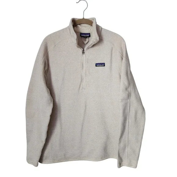 PATAGONIA Better Sweater Quarter Zip Pullover Fleece Oatmeal Tan Size L