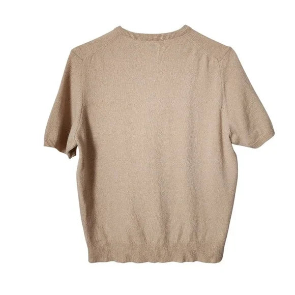 TSE CASHMERE crewneck pull over knit short sleeve shirt in nude