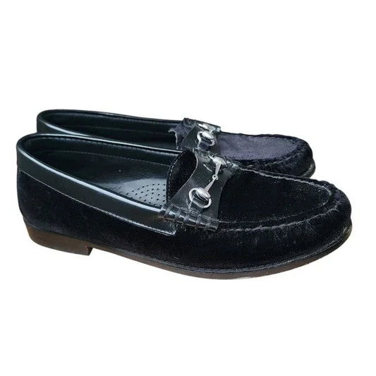 G.H. BASS WEEJUNS Lianna Black Velvet Horsebit Loafers Size 8