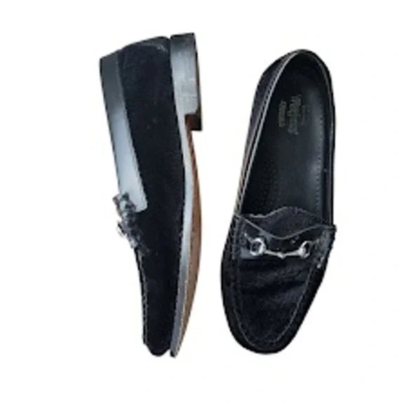 G.H. BASS WEEJUNS Lianna Black Velvet Horsebit Loafers Size 8