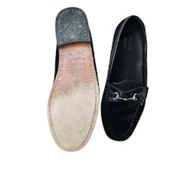 G.H. BASS WEEJUNS Lianna Black Velvet Horsebit Loafers Size 8