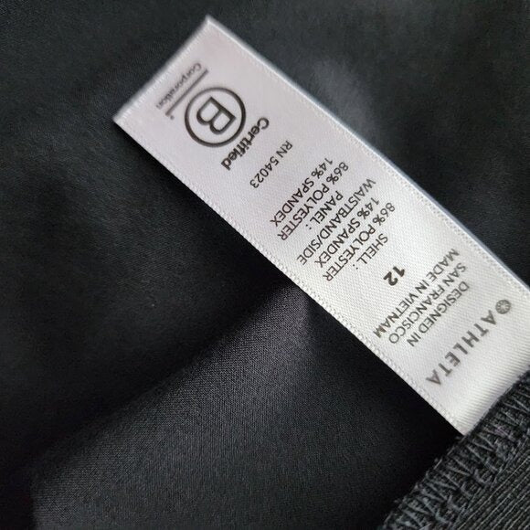ATHLETA Brooklyn Ankle Pant in black travel wear athleisure pants size 12
