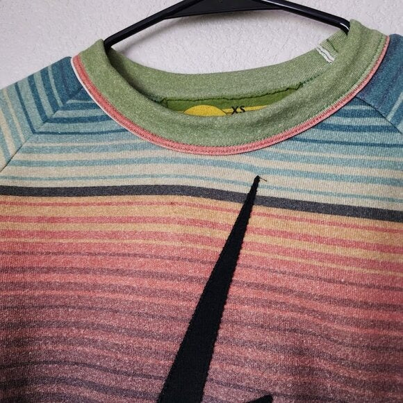 AVIATOR NATION Serape Bolt Cropped Sweatshirt Multicolor Striped Lightning XS