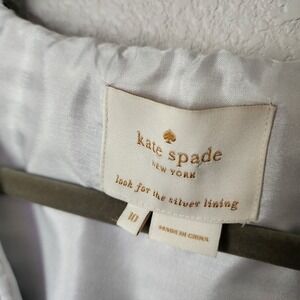 KATE SPADE Striped Ruffle Neck Shift Dress with Gold Button Detail Size 10