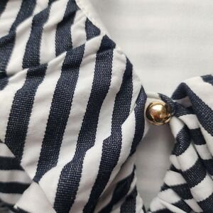 KATE SPADE Striped Ruffle Neck Shift Dress with Gold Button Detail Size 10