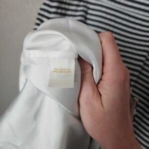 KATE SPADE Striped Ruffle Neck Shift Dress with Gold Button Detail Size 10