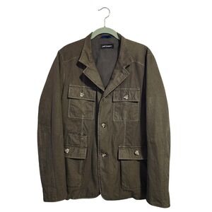 JOHN BARRITT Military Utility Blazer Jacket Olive Green Safari Workwear Jacket