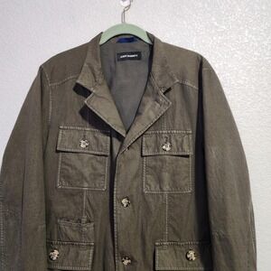 JOHN BARRITT Military Utility Blazer Jacket Olive Green Safari Workwear Jacket