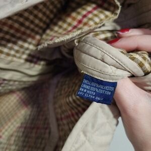 J. MCLAUGHLIN VTG Quilted Vest Tan Corduroy Collar Zip Up Riding Style M