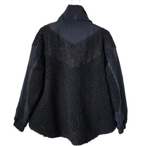 FREE PEOPLE MOVEMENT Care Seaside Fleece Crochet Eyelet 1/4 Zip Jacket Black XS