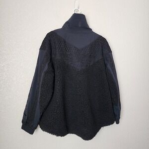 FREE PEOPLE MOVEMENT Care Seaside Fleece Crochet Eyelet 1/4 Zip Jacket Black XS
