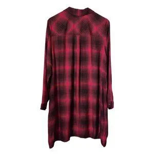 J.JILL Ruby Red Plaid Tunic Shirt Dress NWT Size LP Petite Long Sleeve plaid