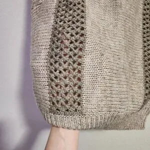 VINTAGE LE CHOIS Knit Sweater Vest Open knit Preppy Tan Beige Wool Blend L