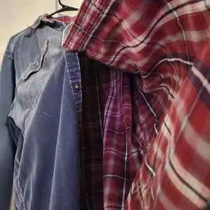 L.L.BEAN Men's Flannel-Lined Denim Overshirt Jacket Shacket Plaid L-Tall