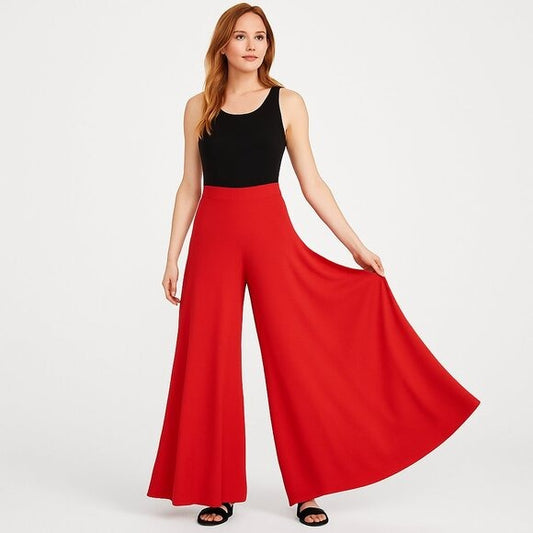 KAYSER VTG 70s Red Palazzo Pants Super Flare Wide Leg Disco Glam size 12