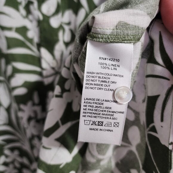 VOYAGEUR BY MERSEA Lucca collared button up linen top green white S
