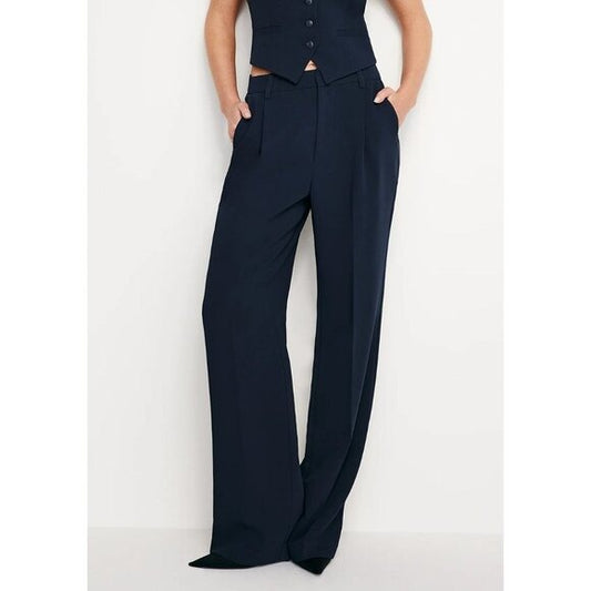 GOOD AMERICAN Luxe Suiting Column Trousers in Navy sze 4/27