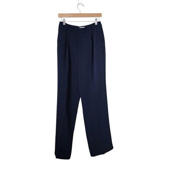 GOOD AMERICAN Luxe Suiting Column Trousers in Navy sze 4/27