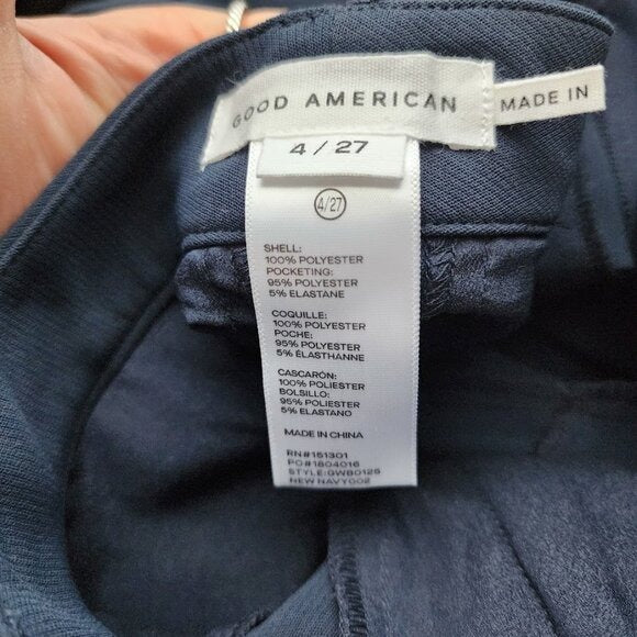 GOOD AMERICAN Luxe Suiting Column Trousers in Navy sze 4/27