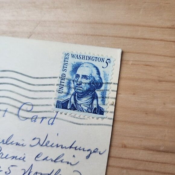 VINTAGE 1960s Las Vegas Postcard – 5¢ Washington Stamp, Written & Mailed from Ne