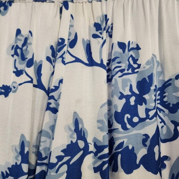 MESTIZA NY Straight Leg Elastic Waist resort wear pant Porcelain Blue white M