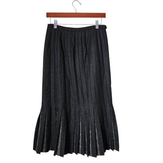 VALENTINO BOUTIQUE 70's wool knife pleated midi skirt avant guard 10